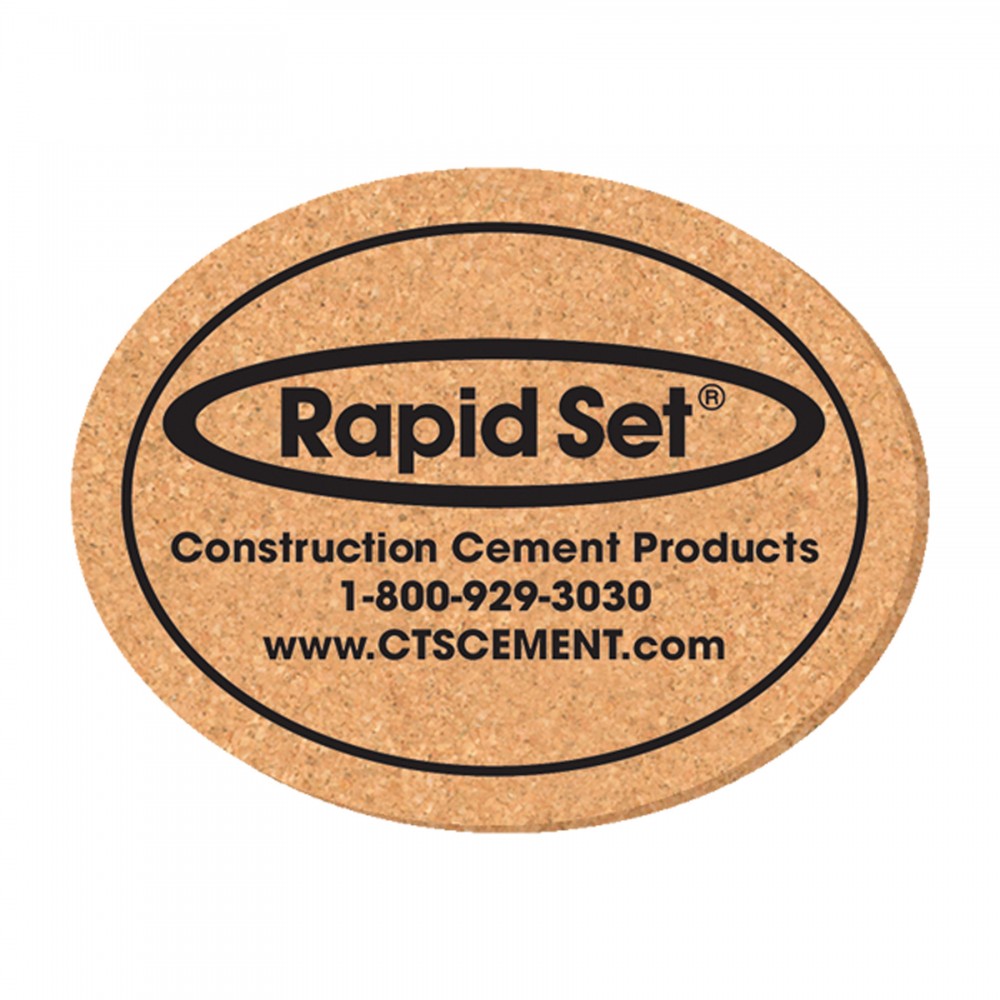 Custom 3 1/2" x 4 1/2" Oval Shape Solid Cork Coasters