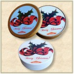 4 Round Absorbent Stone Coaster Gift Box Set with Printed Label - Basic Print Logo Branded