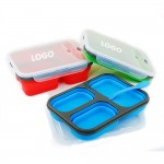 Collapsible Silicone Leakproof Lunch Bento Box Containers Custom Imprinted