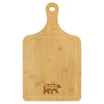 15 1/2" x 9" Bamboo Cutting Board Paddle Shape with Drip Ring with Logo