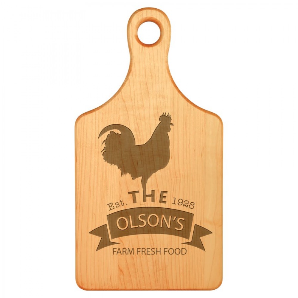 Personalized 13 1/2" x 7" Maple Paddle Shaped Cutting Board