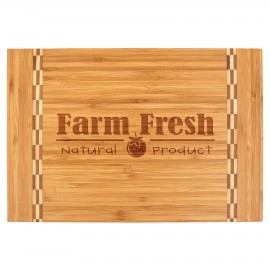 Custom 15" x 10 1/4" Bamboo Cutting Board with Butcher Block Inlay