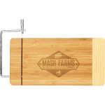 Logo Branded 12" x 6" Bamboo Rectangle Cutting Board with Metal Cheese Cutter