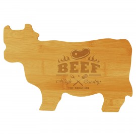 14 3/4" x 9 3/4" Bamboo Cow Shaped Cutting Board with Logo