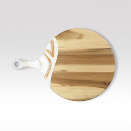 12" Round Acacia Board w/ Handle with Logo