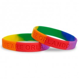 Debossed Rainbow Silicone Wristband Logo Printed