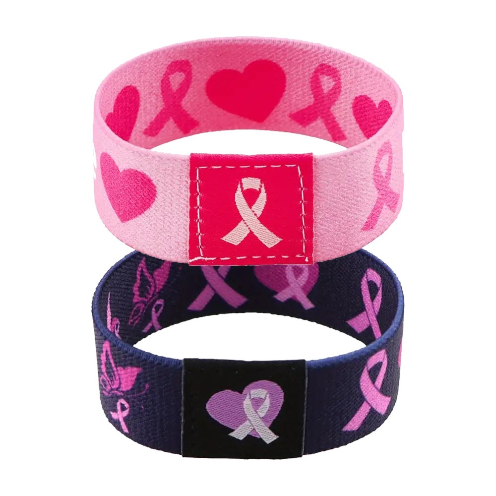 Pink Ribbon Wristband Breast Cancer Awareness Woven Bracelets Nurse Doctor Gifts Custom Imprinted