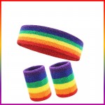 Logo Branded Rainbow Sweatbands Set