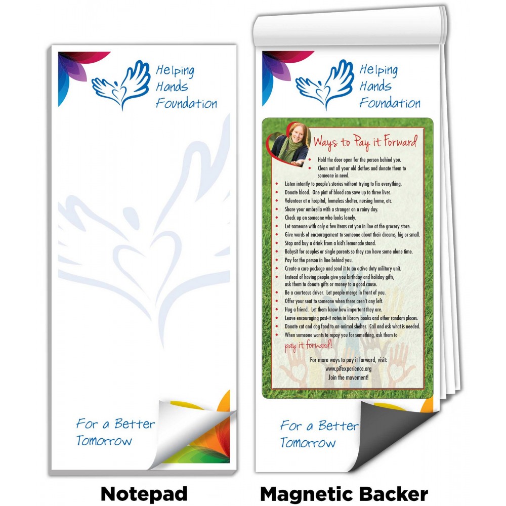 3 1/2" x 8" Full-Color Magnetic Notepads - Pay it Forward Ideas Custom Imprinted