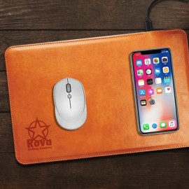 Executive Mouse Pad/Wireless Charger with Logo