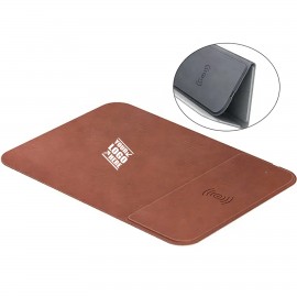 Personalized 2 In 1 Pu Leather Folding Mouse Pad Wireless Charger