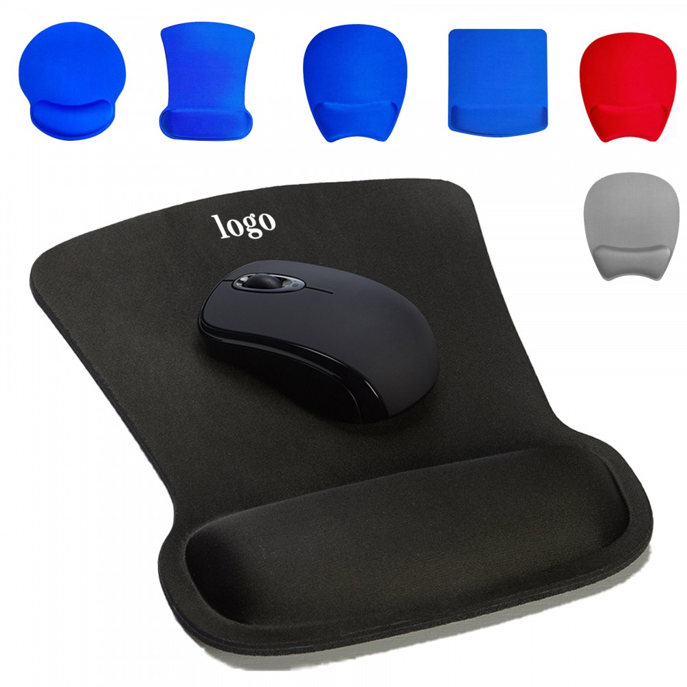 Rectangular Gel Computer Mouse Pad With Wrist Support Rest with Logo