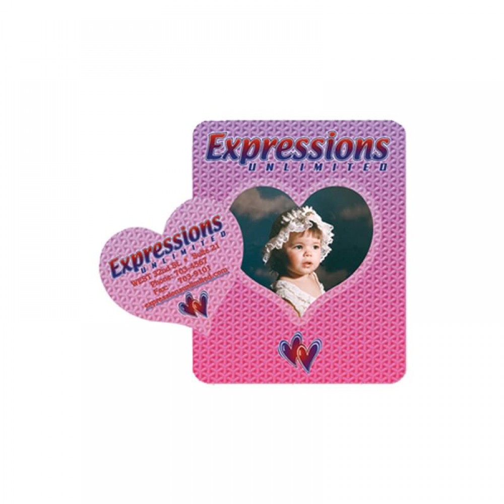 Personalized Picture Frame w/ Heart Shape Cut-Out Vinyl Magnet - 20mil