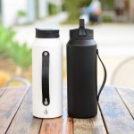 Custom Elemental 32oz. Sport Insulated Stainless Steel Water Bottle w/ Drinking Spout and Straw