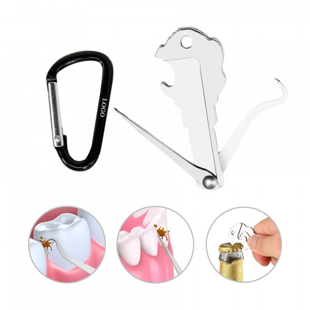 Metal Toothpick Tool With Carabiner with Logo