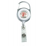 White Retractable Carabiner Badge Reel with Logo