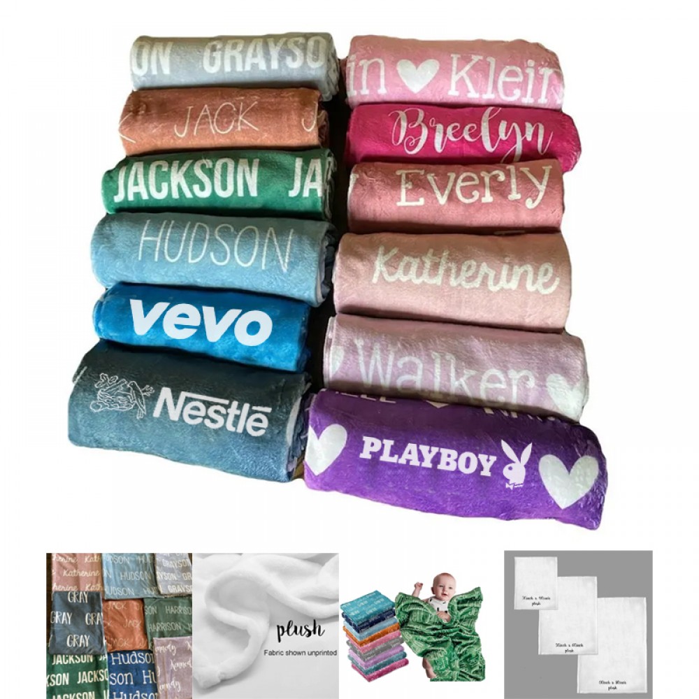 Logo Branded Economy CozyCuddle Plush Personalized Blanket