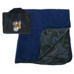 Custom Fold-up Fleece Picnic Blanket w/Water Resistant Black Nylon Outside Lining