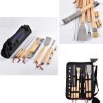 Custom 11 pieces Outdoor BBQ Tools Set With Wooden Handle