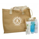 Aloe Up Jute Beach Bag with White Collection Sunscreen Logo Branded