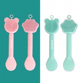 Custom Printed 2 In 1 Silicone Facial Cleansing Scrubber Face Mask Brush for Mud, Clay, Mixed Skin Care Tool Set