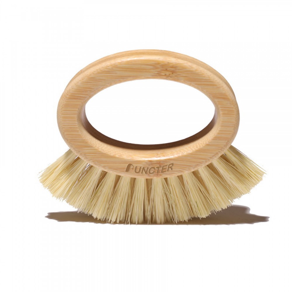 Bamboo Round Handle Kitchen Brush Sisal Bristles Logo Branded