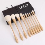 Custom Imprinted Bamboo Makeup Brush Sets 10Pcs