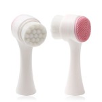 Logo Branded Beauty personal care 3D Double-side Manual Soft Silicone Cleaning Face Brush Facial Cleansing Brush