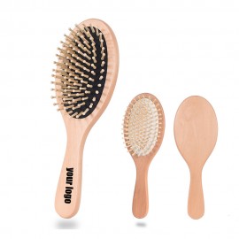 Custom Imprinted Oval Wooden Paddle Hair Brush Comb