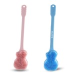 Guitar Shaped Silicone Scrubber for Shower Dual Sides Body Scrubber Exfoliator with Long Handle Custom Imprinted