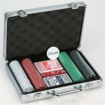 Suited Poker Chips and Card Set in Aluminum Case Custom Printed