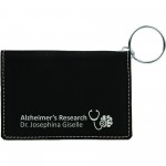Black/Silver Leatherette ID Holder/Keychain (4.25" x 3") Logo Branded