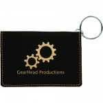 Logo Branded Black/Gold Leatherette ID Holder/Keychain (4.25" x 3")