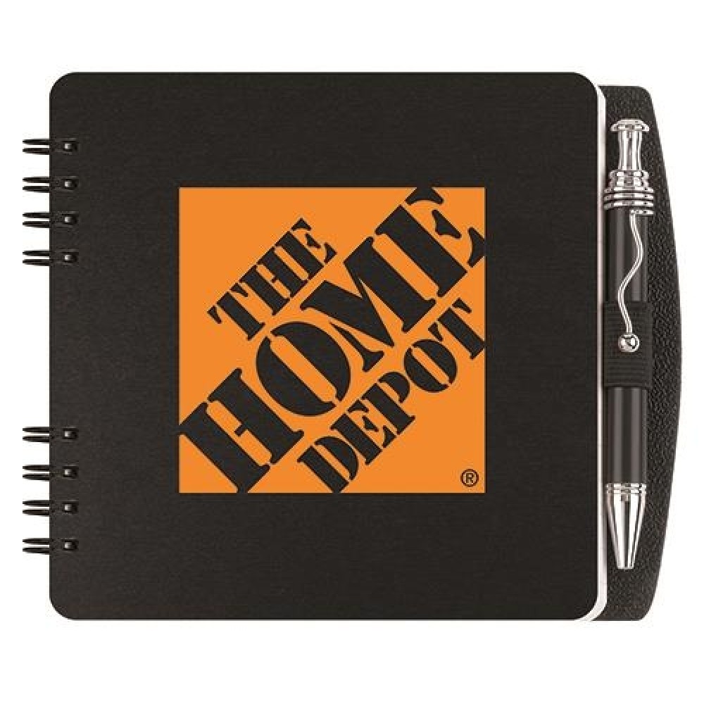 5" Square Poly Journal w/Pen & Safe Back Cover with Logo