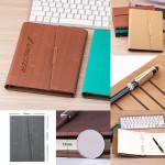 A5 Wood Grain Notebook PU Ring Binder Notebook Personal Planner Journal with Pen Loop with Logo