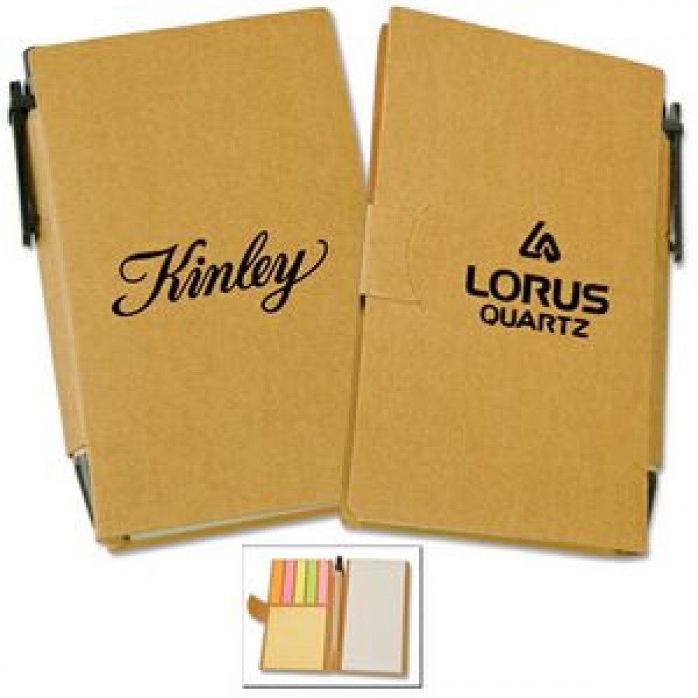 Custom Recycled Sticky Note Book with Pen