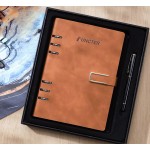 A5 PU Leather Rings Binder Notebook Gift Set Executive Journal Business Gift Box with Pen with Logo