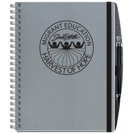 Promotional Embossed Alligator Textured Journal w/100 Sheets & Pen (8"x11")