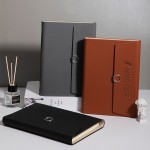 Promotional A5 PU Leather Rings Binder Notebook Ruled Lined Journal with Card Holder Side Pocket Pen Holder