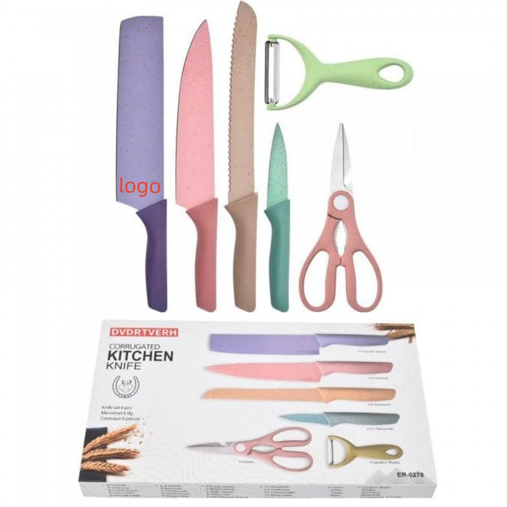 6 Pcs Kitchen Knives Set with Logo