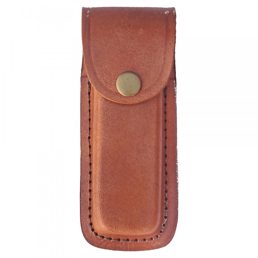 Custom Leather Sheath with Snap Closure for Folding Knife up to 5"