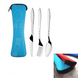 3 in 1 Travel Cutlery Set with a Bag with Logo