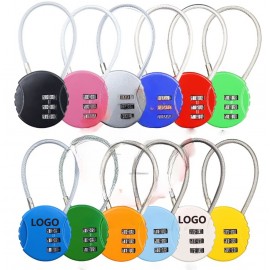 5 1/3" Round Zinc Alloy Cable Combination Password Padlock With Steel Wire MOQ 100pcs with Logo