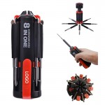 8-in-1 Multifunction Foldable Repair Magnetic Screwdrivers Set Multi-tools With LED Flashlight Torch with Logo