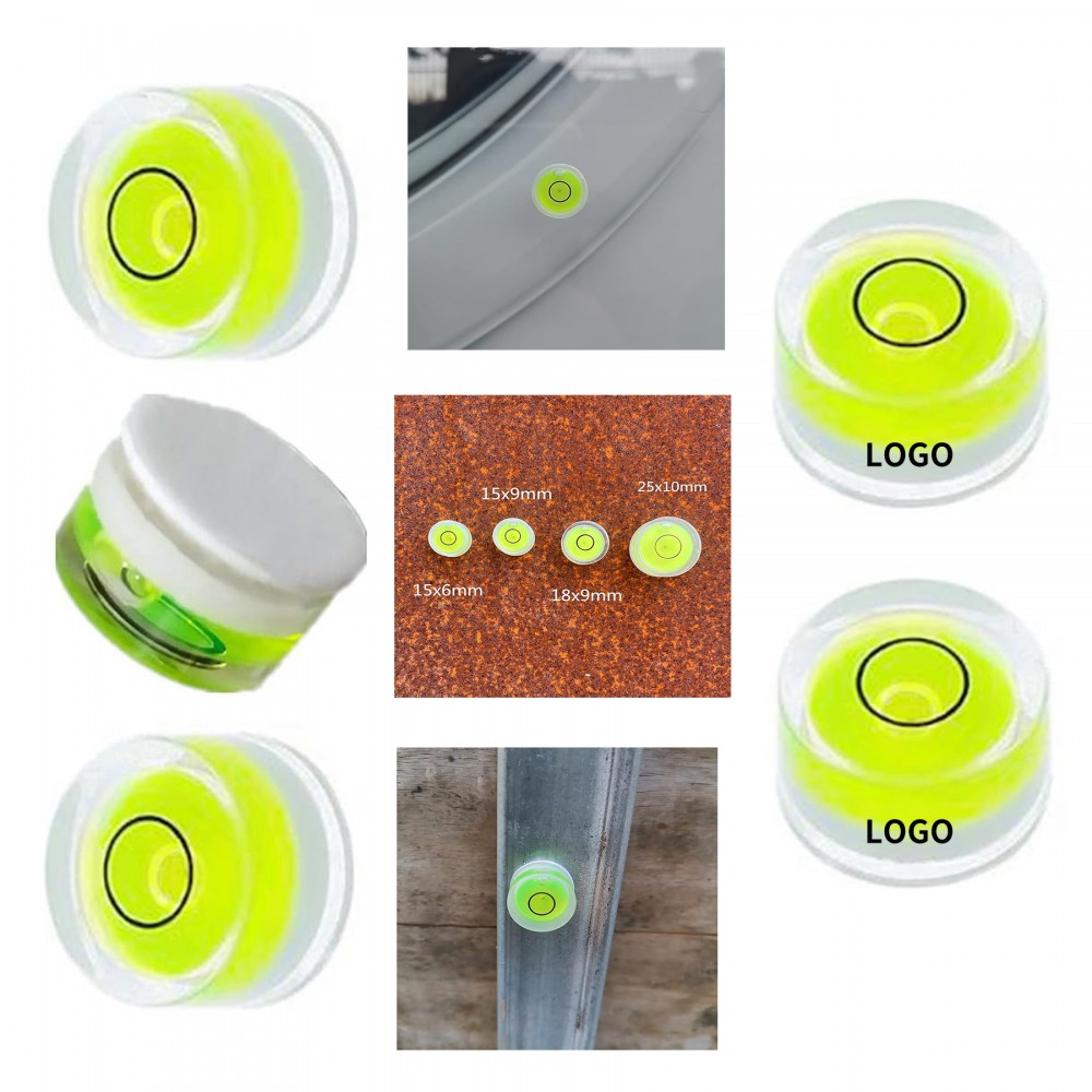 Small Circular Double Sided Adhesive Bubble Spirit Level with Logo