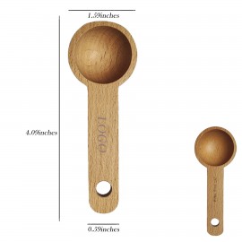 Personalized Wooden Coffee Bean Spoon in Beech 10ml (Round Base)