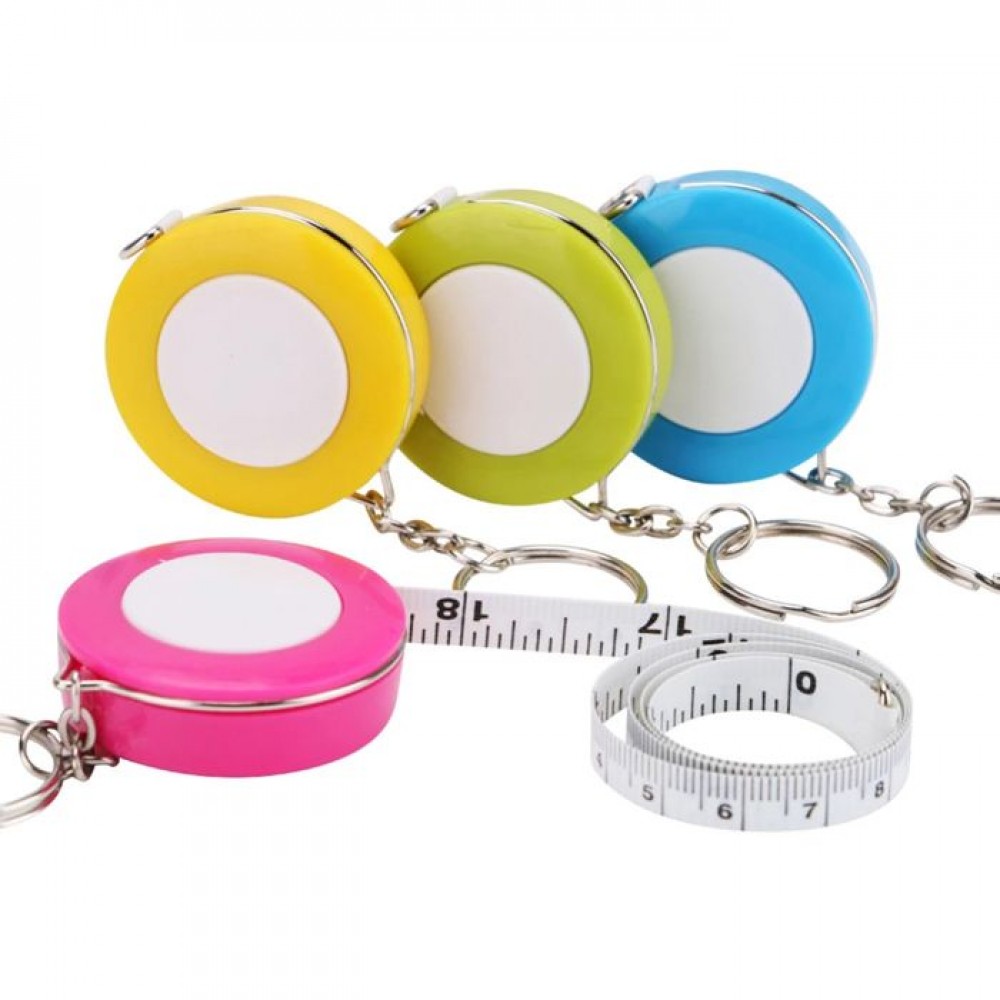 60" Round Plastic Measuring Tape with Keyring with Logo