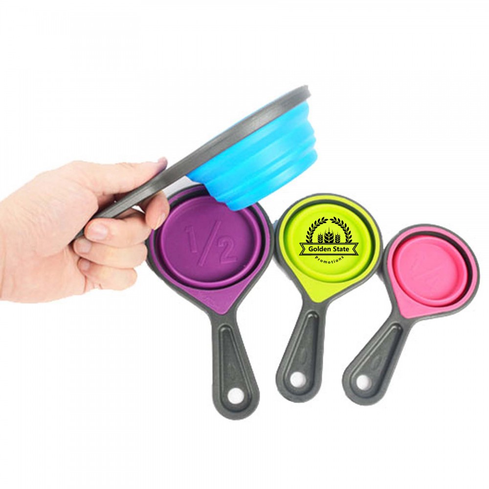 Collapsible Silicone Measuring Cups with 60ml/80ml/125ml/250ml - 4 Piece  Set Kitchen Measuring Tools (4 Colors)