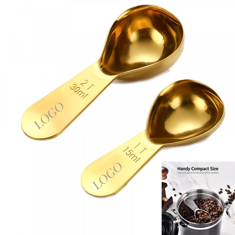 Logo Branded 15ml / 30ml Stainless Steel Short Handled Coffee Scoop