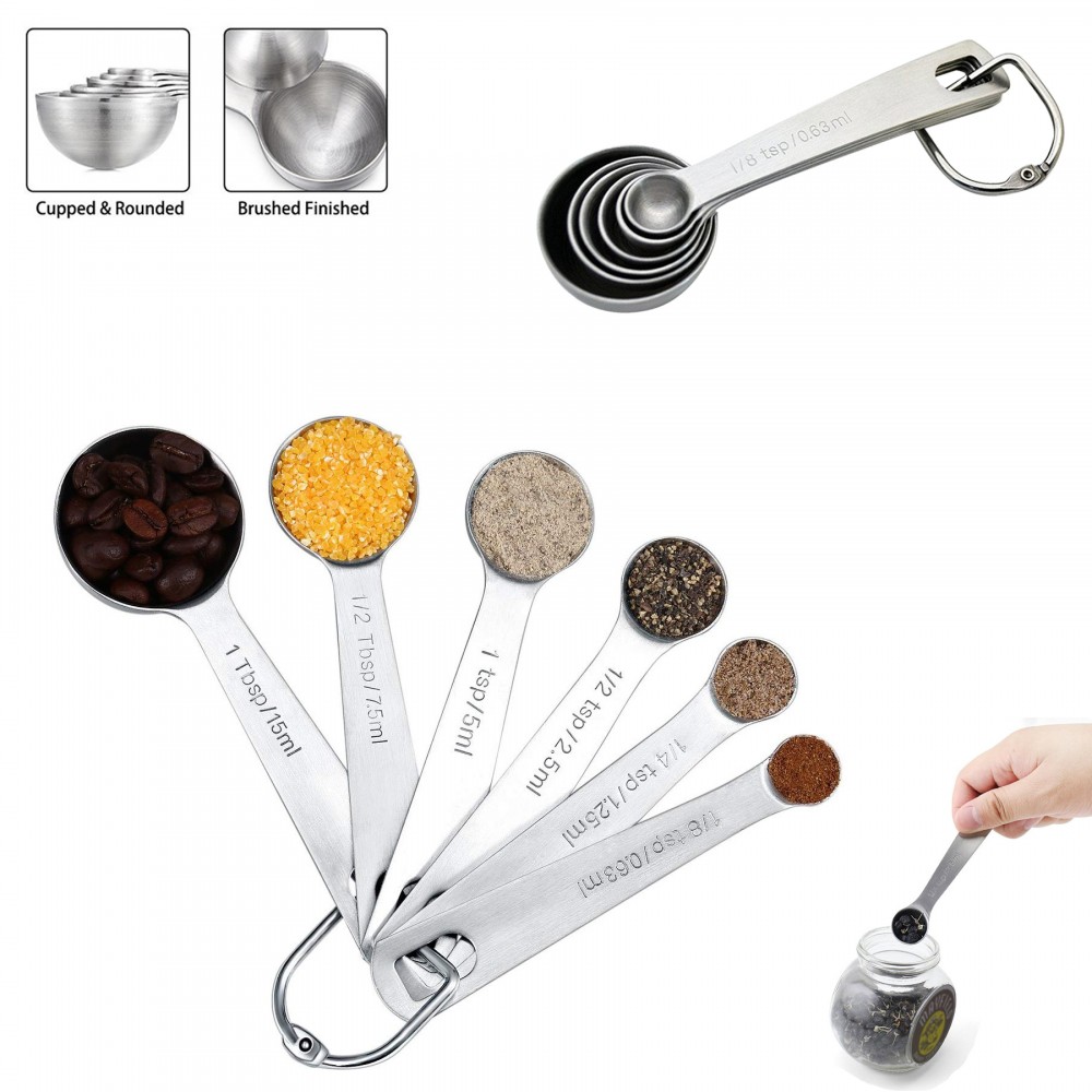 6 IN 1 Stainless Steel Measuring Spoons Kits with Logo